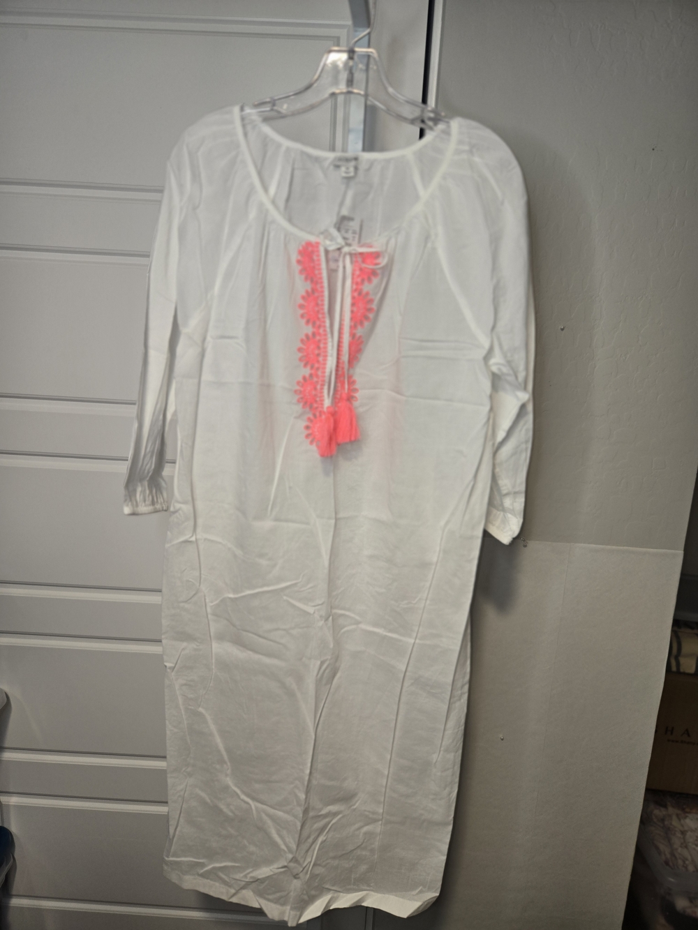 J. Crew Swim Coverup with Neon Coral Eyelet Detail